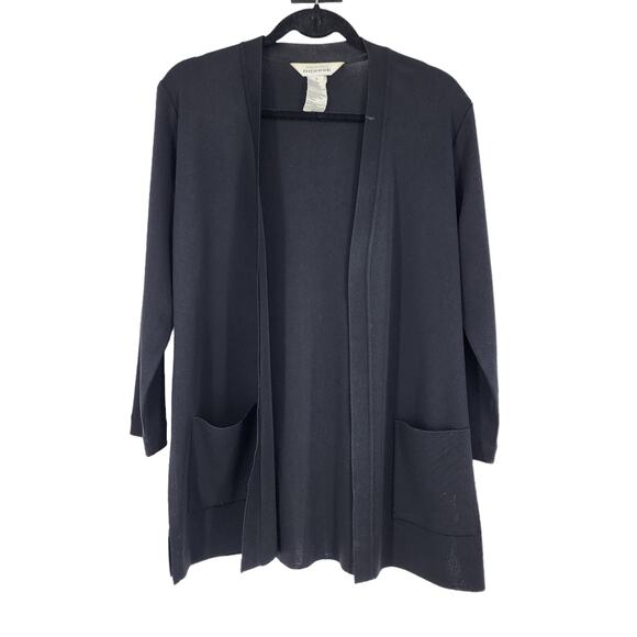 Misook Women's Black Open Front Hem Split Pocket Knit Sweater Size Small - Picture 1 of 4